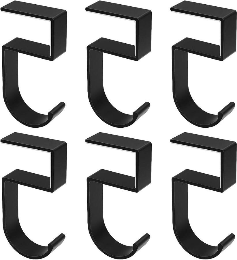6 Zwarte Tafelhaken voor Handtassen Antislip Zakhouders voor Bureaus en Tafels