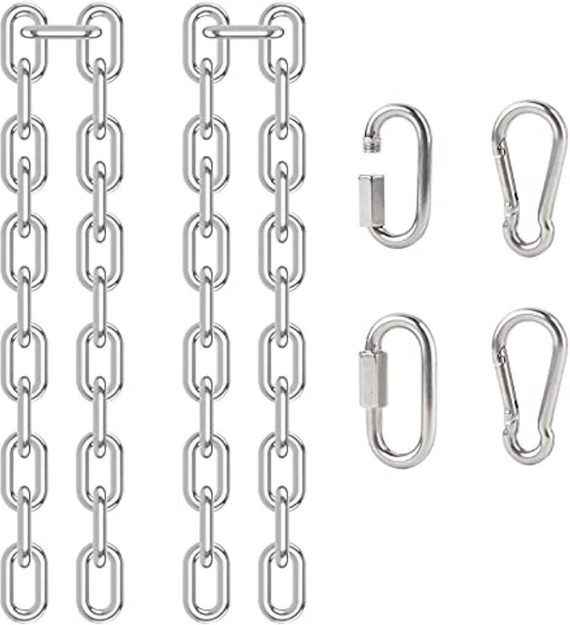 60 cm Ketting voor Hangstoel met Karabijnhaken Roestvrij Staal Duurzaam en Corrosiebestendig