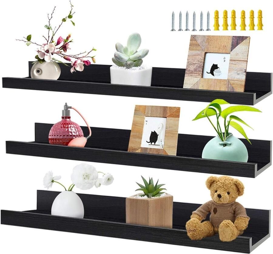 60 cm lang zwevend wandrek zwart fotolijst voor woonkamer keuken kinderkamer slaapkamer of kantoor set van 3 met verschillende maten