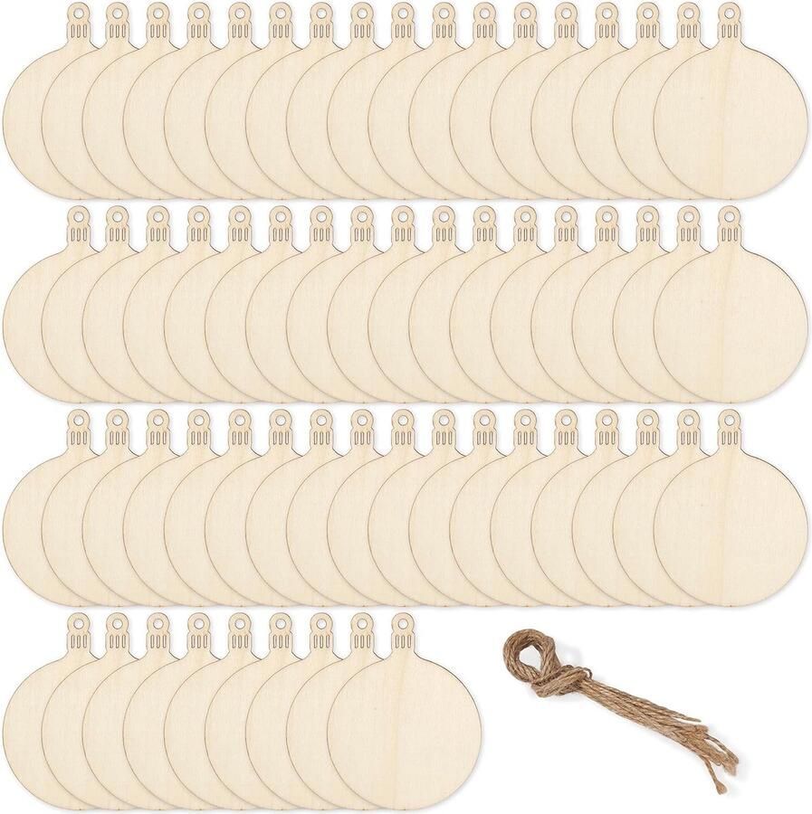 60 Houten Kerstballen om te Schilderen en Decoreren Creatief Kerstknutselmateriaal voor Gepersonaliseerde Versiering