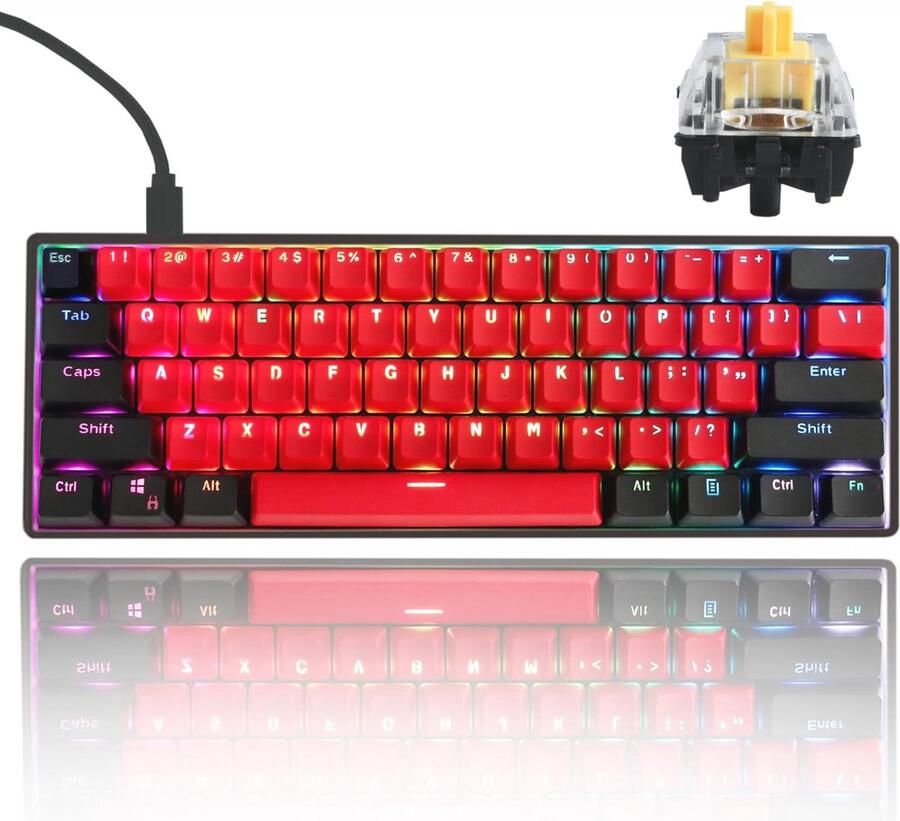 60% Mechanisch Gaming Toetsenbord met RGB Achtergrondverlichting en Programmeerbare Macrotoetsen