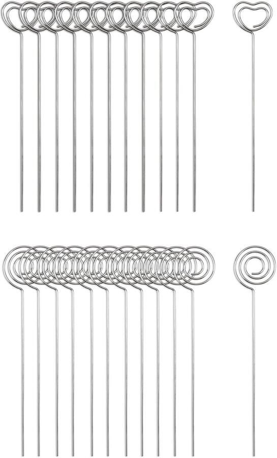 60 stuks foto houder kaarthouders metalen memo clip tafel nummer clips voor bruiloft taart decor-ronde en hartvorm