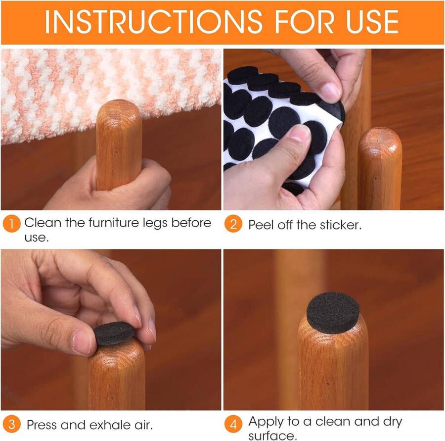 60 stuks viltglijders 25 mm zwart zelfklevend vloerbescherming vilt 5 mm dik meubelglijders voor meubelpoten (rond 25 mm)