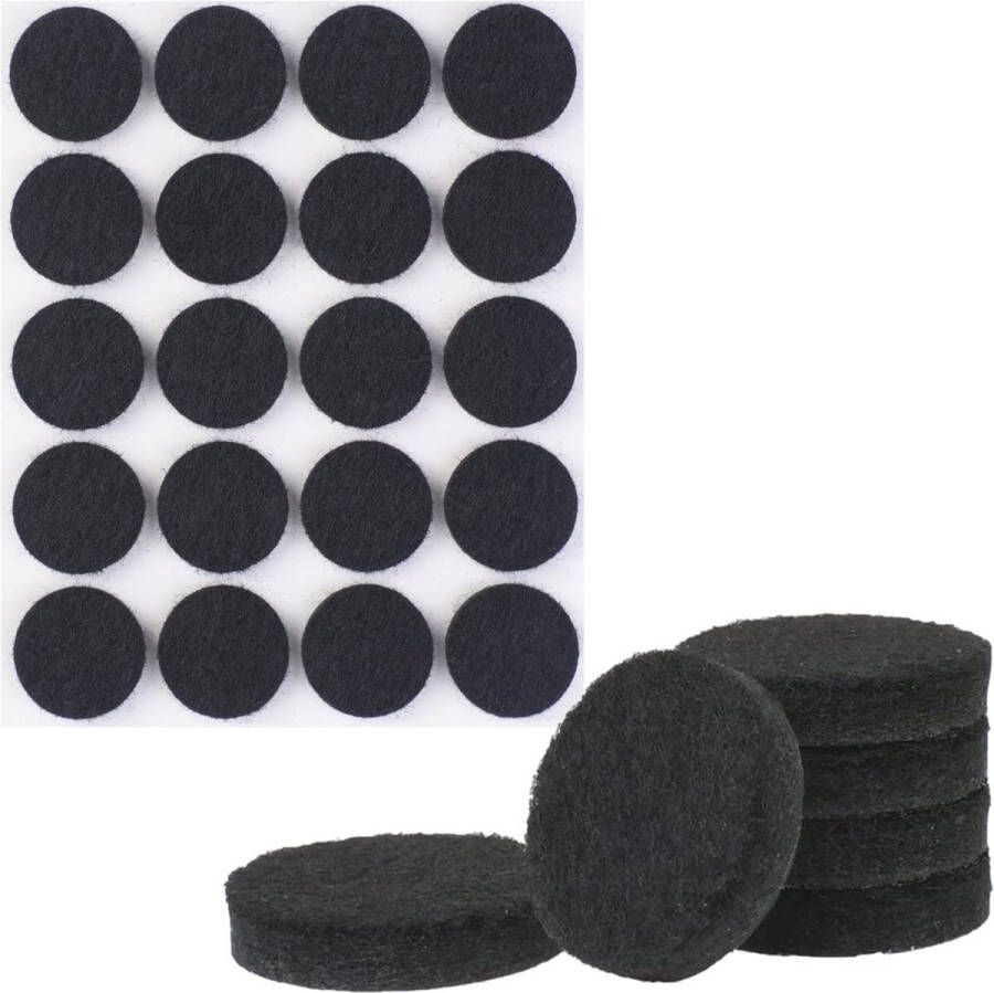 60 stuks viltglijders 25 mm zwart zelfklevend vloerbescherming vilt 5 mm dik meubelglijders voor meubelpoten (rond 25 mm)