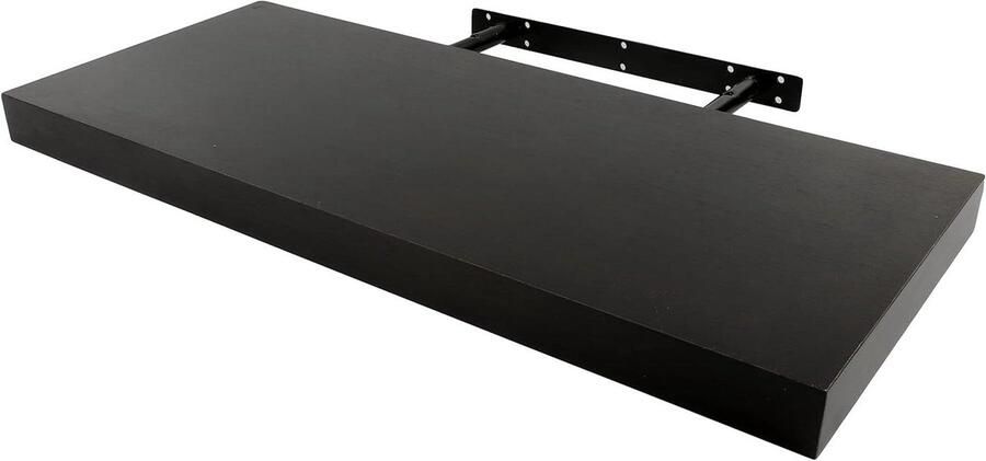 60 x 25 x 4 cm Zwevende Wandplank in Wengé Kleur Onzichtbare Fixatie Max. Belasting 25kg