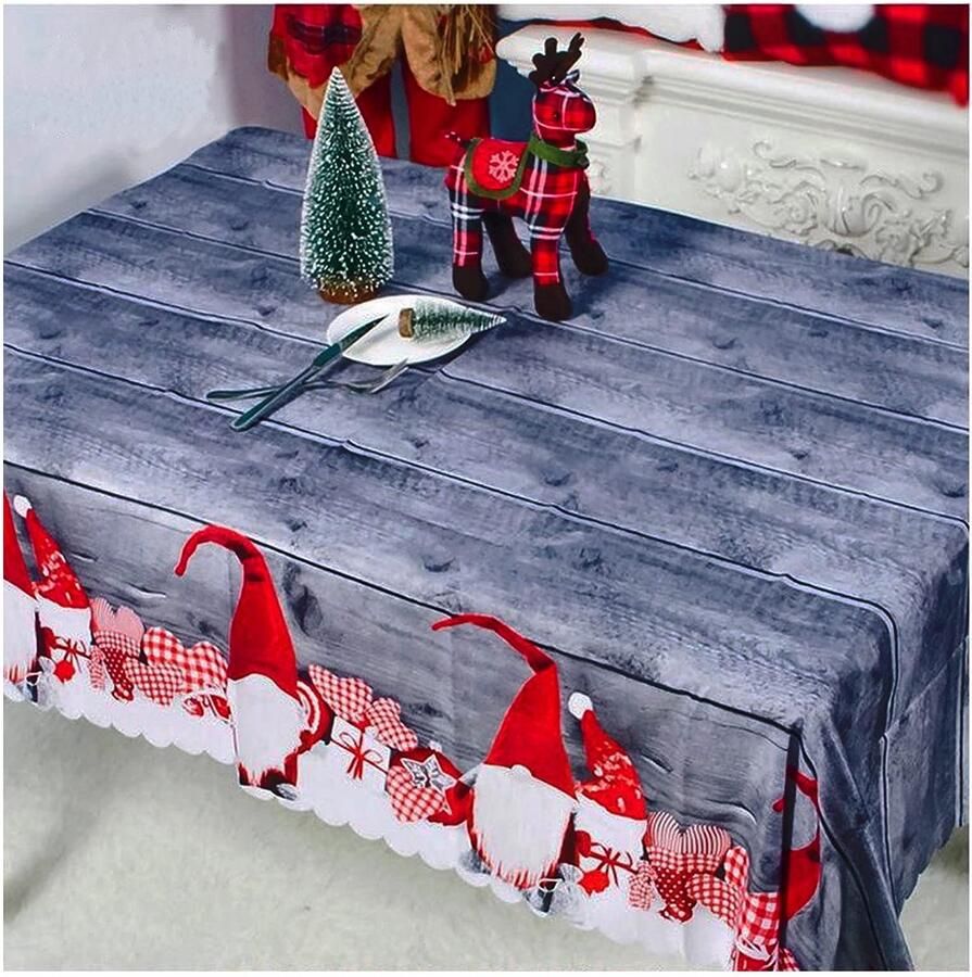 (60 x 71 Inch) Christmas Tablecloths Fabric Heart Table Cover Rectangular Washable Table Cover Stain Resistant Table Cover Protector for New Year Winter Home Decor and Christmas Party Supply (Grey)