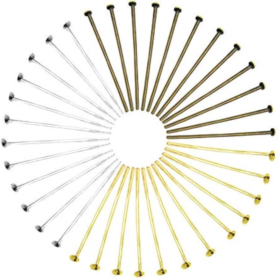 600 stks Platte Kop Pins 26mm 3 Kleuren Metaal Hoofdpennen voor Sieraden Maken DIY Craft