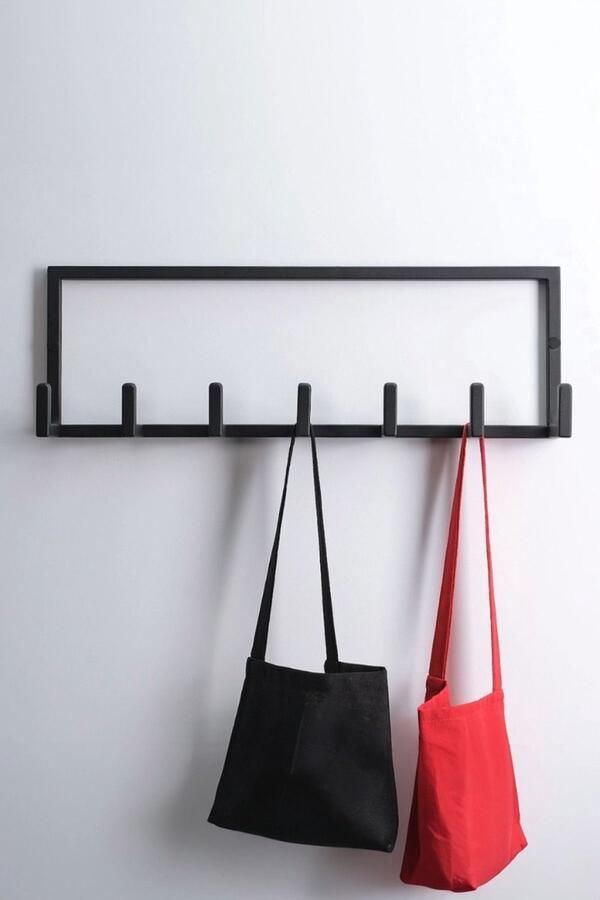 60cm 7 Haaks Wandkapstok Muur Wand Kapstok Hangende Design Muurkapstok Handdoekrek RVS Mat Zwart