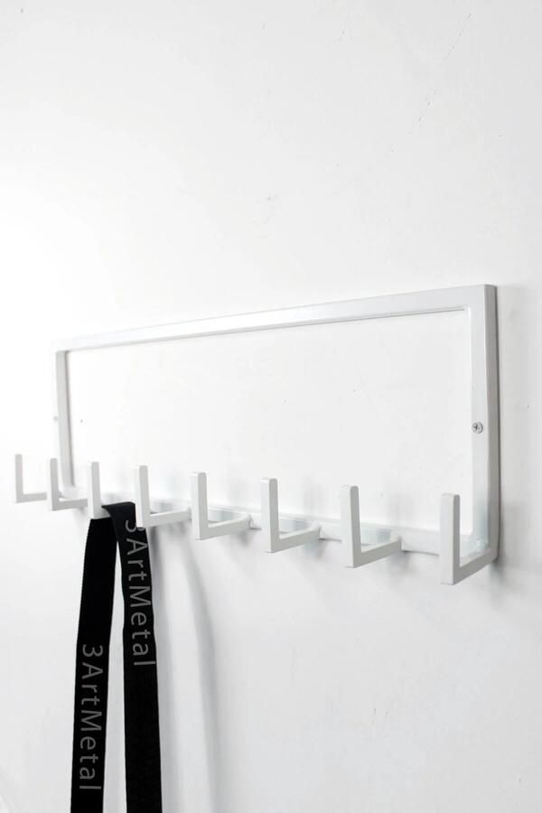 60cm 7 Haaks Wandkapstok Muur Wand Kapstok Hangende Design Muurkapstok Handdoekrek RVS Wit