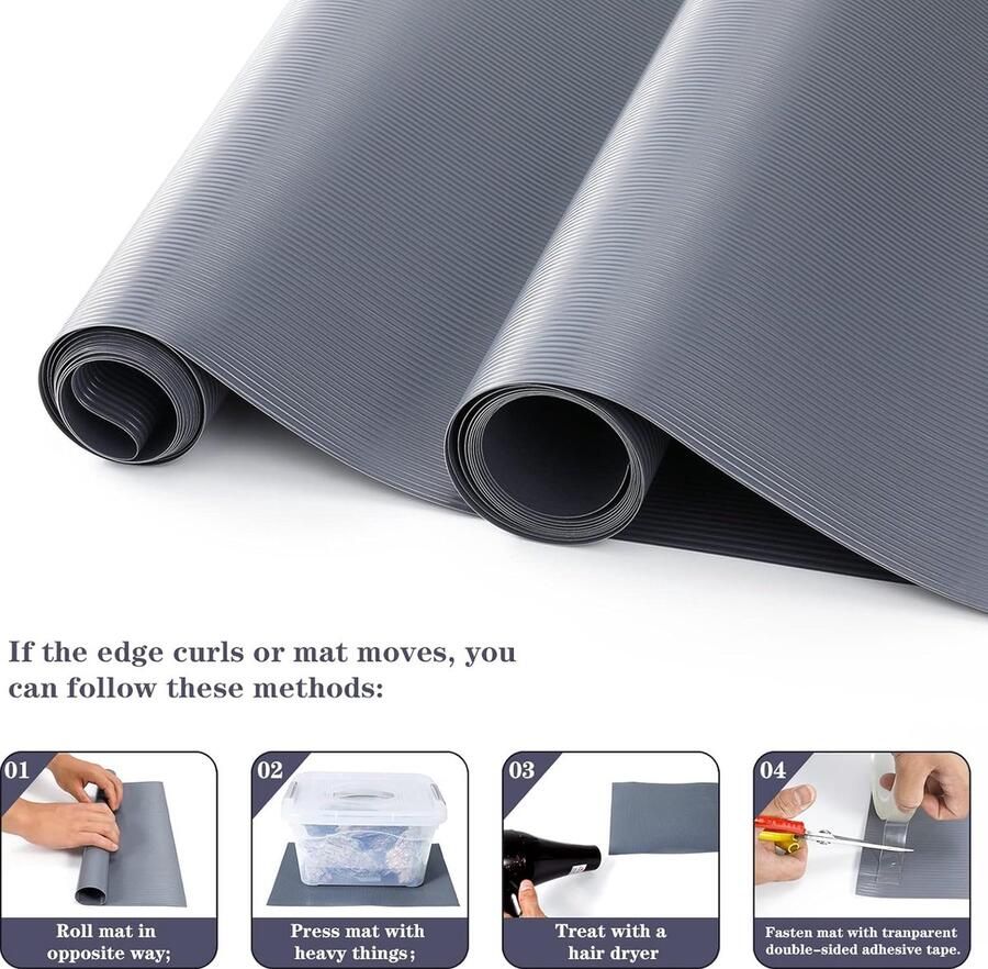 60cmx500cm Plankvoeringen Lijmvrij Keukenkast Lade Matten EVA Antislipmatten Waterdichte Wasbare Koelkast Matten Meubelbeschermer Plastic Bedekking (Grijs Streep)