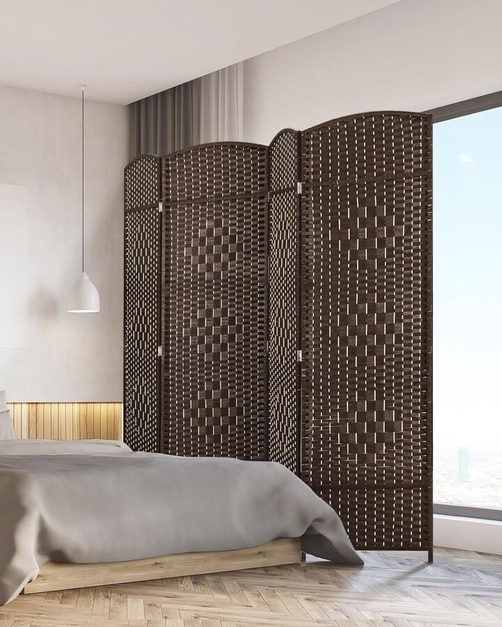 Ruimteverdeler 1 8 m hoog Extra breed privacyscherm voor optimale privacy in elke ruimte Opvouwbare kamerverdelers (bruin)