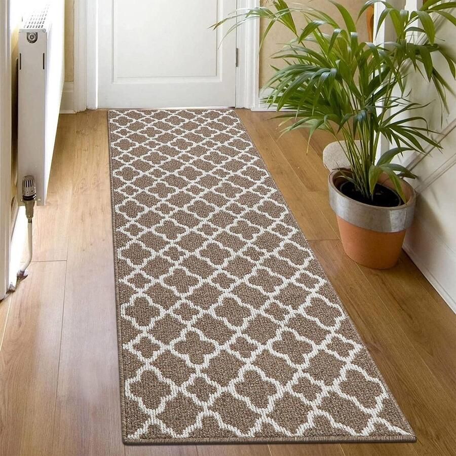 60x180cm Brown Non Slip Carpet Runner Machine Washable Kitchen Mat Door Mat Runner Hallway Floor Carpet Runner Entrance Kitchen Laundry Rug