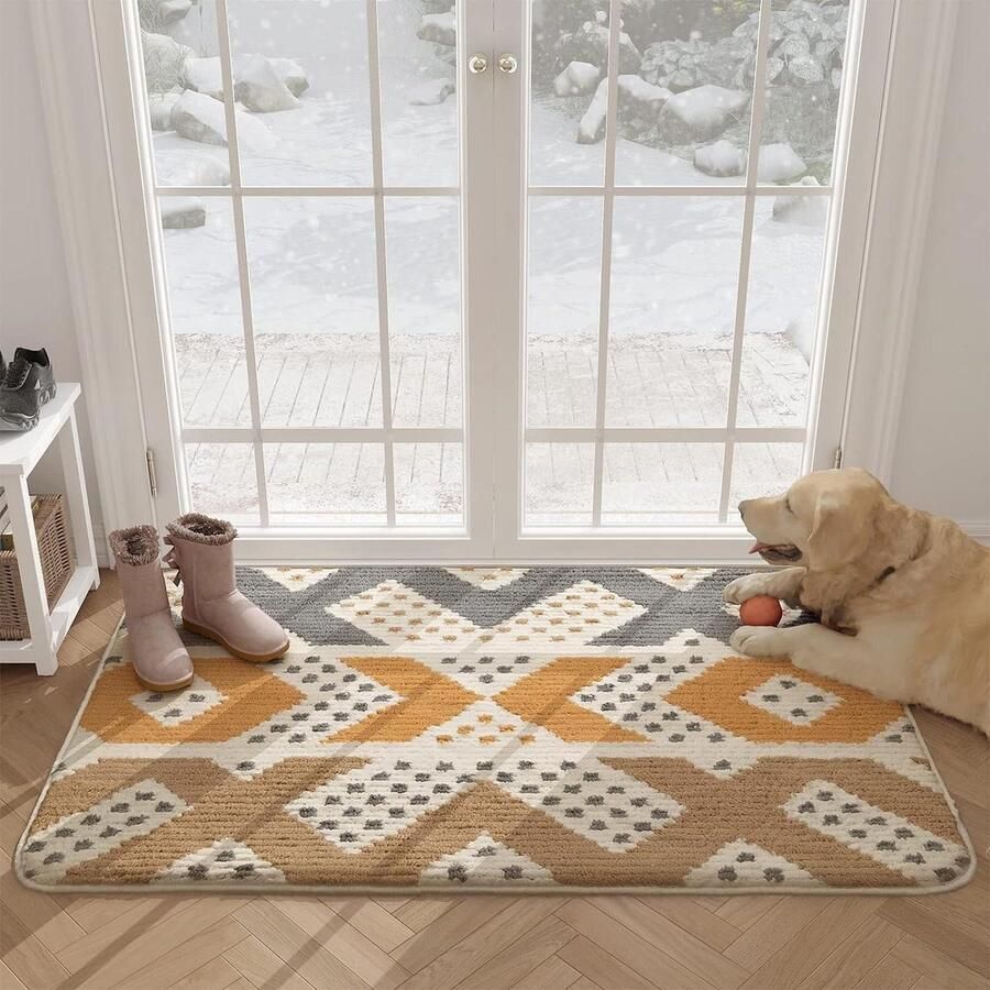 90 x 150 cm Machinewasbare Antislip Zachte Deurmat Vuilvanger Vloerkleed Voor Binnen Buiten Voordeur Toegangskleed Woonkamer Gang Binnenplaats Beige