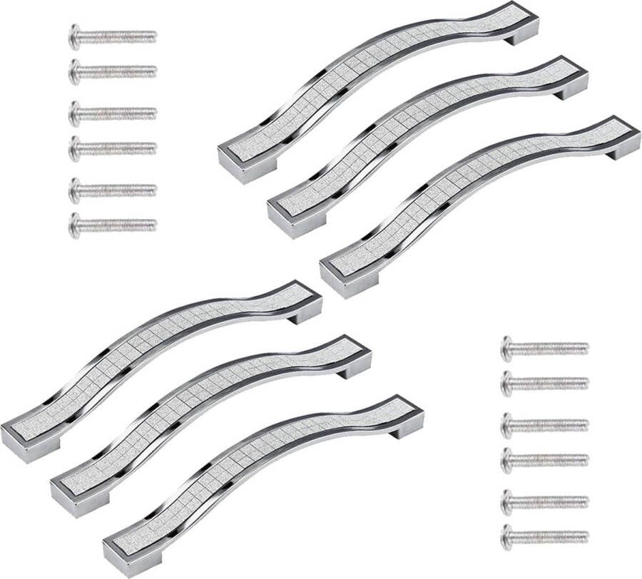6 12 stuks glanzende kristallen kastgrepen moderne strass kristallen kastgreep strass kristal lade knoppen voor meubels deurkast keukenknoppen zilver (6 stuks 96 mm)