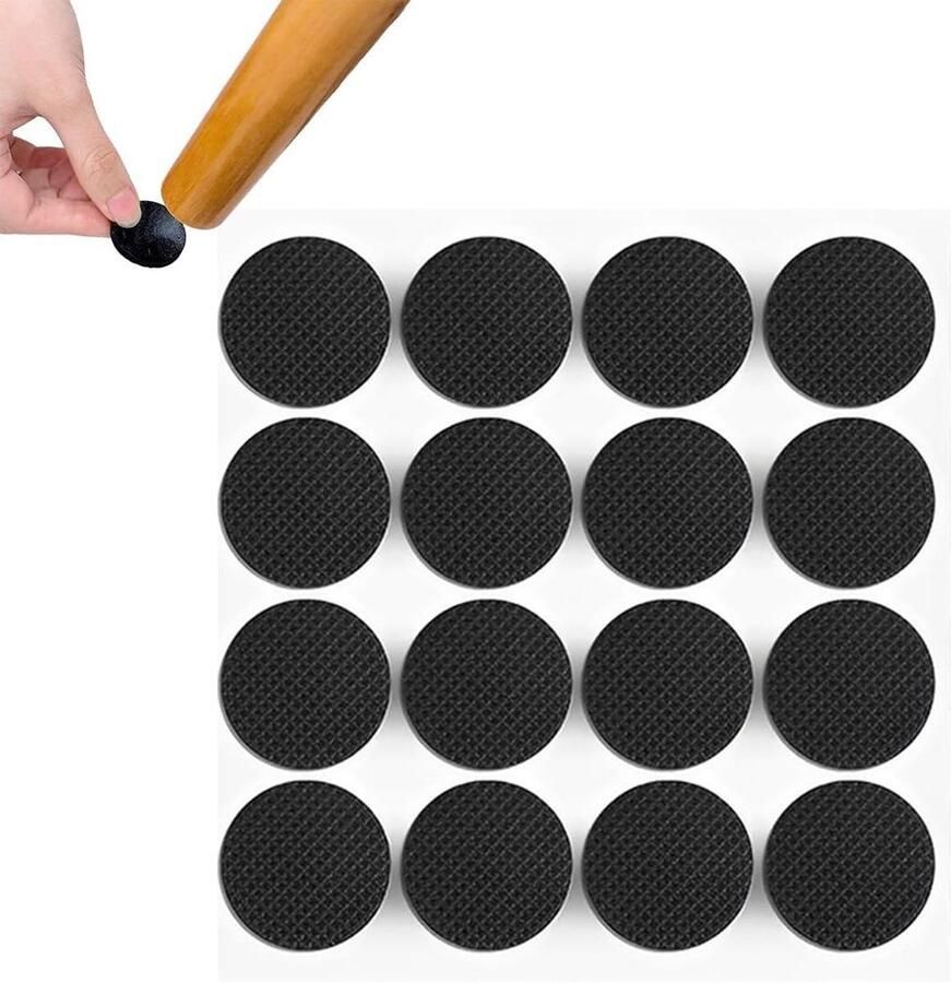 64 stuks zelfklevende meubelglijders van vilt ronde stoelen vloerbescherming 20 mm zwart