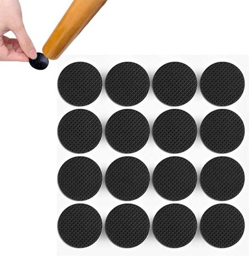 64 stuks zelfklevende vilt meubelglijders voor ronde stoelen Meubelbescherming en vloerbescherming 20 mm Zwart