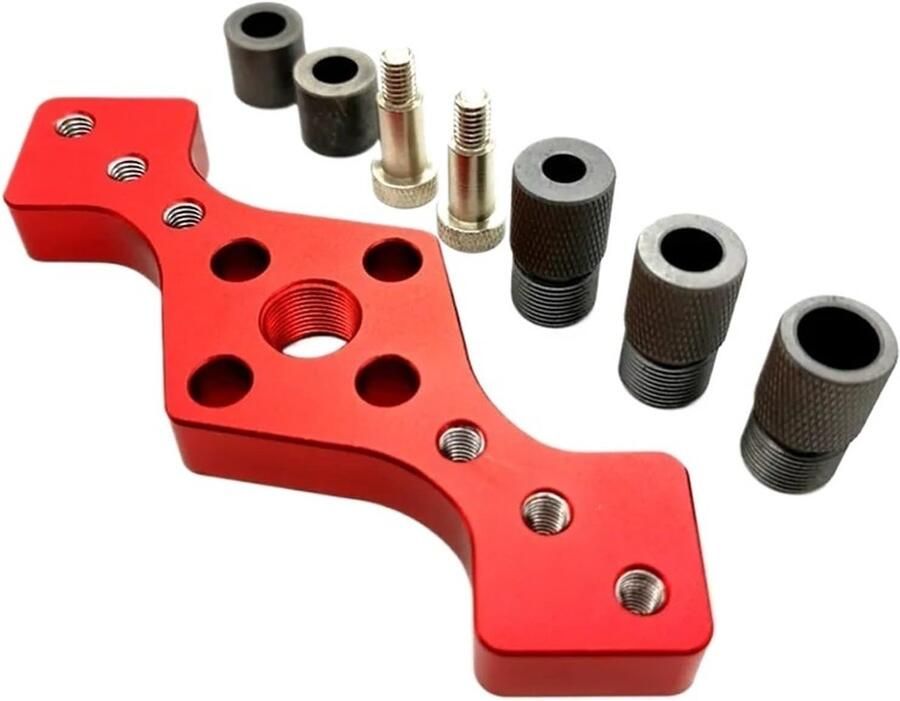 6 8 10 mm houtbewerkingsbeitel zelfcentrerende boorgeleiderset houtbewerkingsboorlocatietool ponsgereedschap (maat: rood)