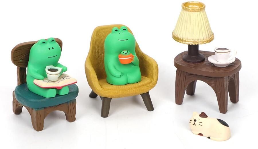6Pcs Miniature Frog Figurines Cute Frog Figurines Home Decor Mini Frog Garden Statue Funny Frog Statue Desk Office Decor for Bedroom Birthday Gift