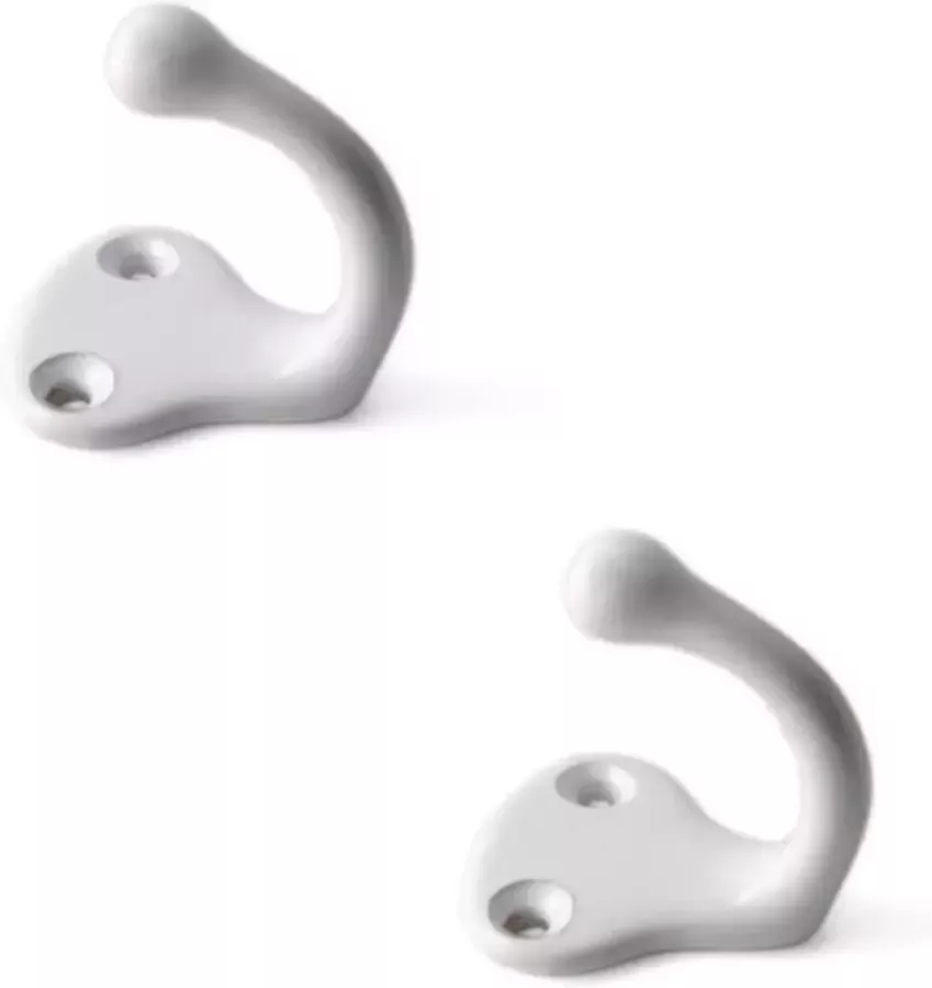 6x Luxe kapstokhaken jashaken wit met enkele haak hoogwaardig messing 3 8 x 3 cm witte kapstokhaakjes garderobe haakjes