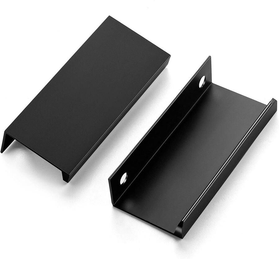 6 stuks verborgen handvat aluminium onzichtbare handgreep- kast handvatde urgrepen keuken zwart- keukenkast handgrepen 64mm Zwart Gat midden 300mm