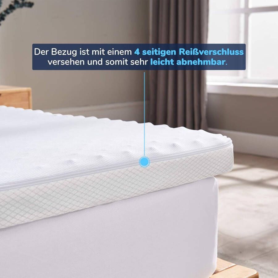 7 cm hoge koudschuim topper 140 x 200 cm hardheid H2 en H3 matrastopper voor matrassen en boxspringbed voor stevige en ontlastende ondersteuning 140 x 200 x 7 cm