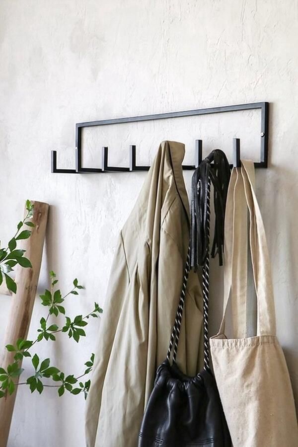 7 Haaks Wandkapstok Muur Wand Kapstok Hangende Design Muurkapstok Handdoekrek RVS 60cm Mat Zwart