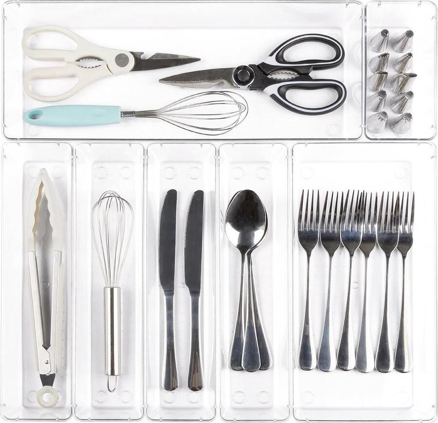 7 STKS Clear Plastic Lade Organizers Set Voor Ladekasten Vtopmart