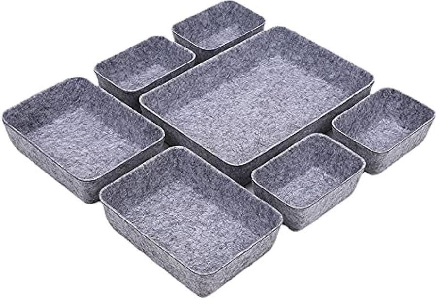 7 stuks lade-organizer-systeem lade-organizer van vilt make-uptafel-organizer voor kantoor commode badkamer nachtkastje slaapkamer enz