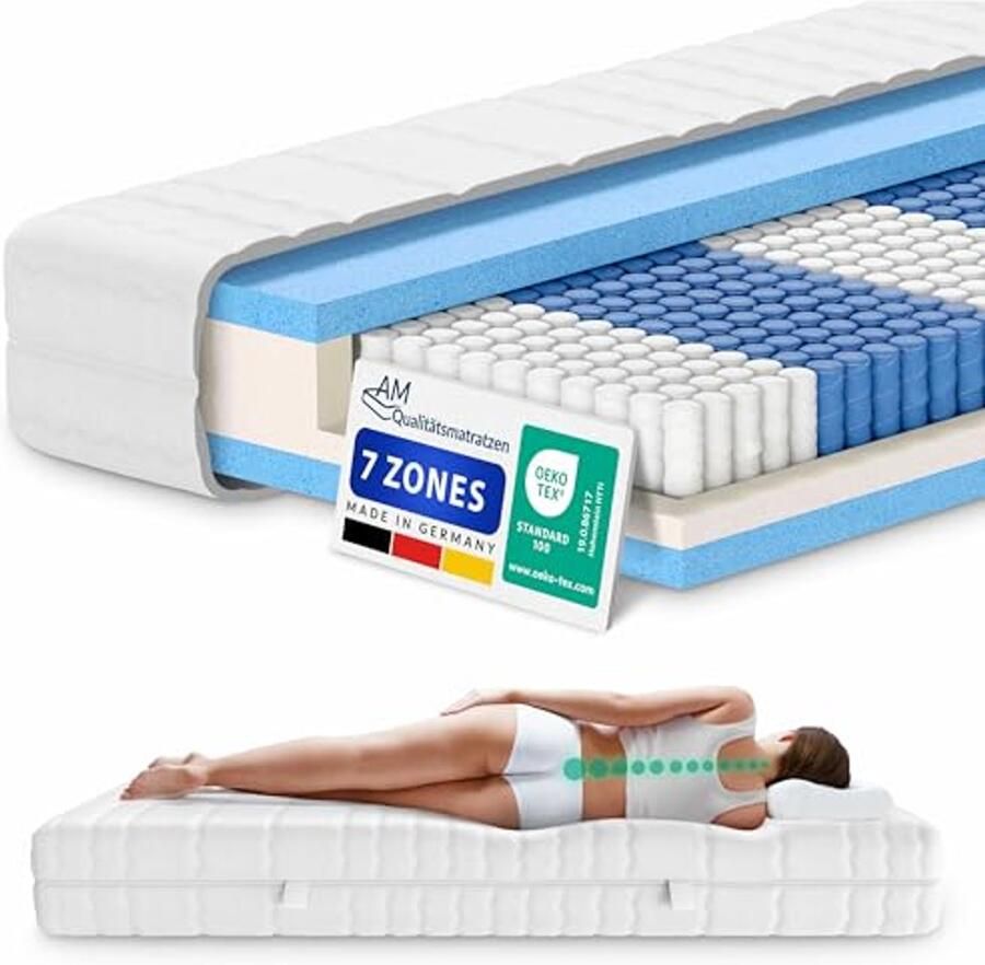 7-zone pocketveringmatras 160x200 cm Orthopedisch H3 matras met 1000 veren en TENCEL Lyocell hoes