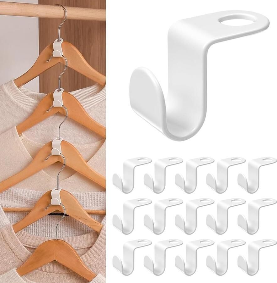 70 stuks kleerhangers aansluithaken verlenghaken ruimtebesparende haken kledinghangers organizer ophanghaken aansluithaken voor meer bruikbare ruimte in de kledingkast wit