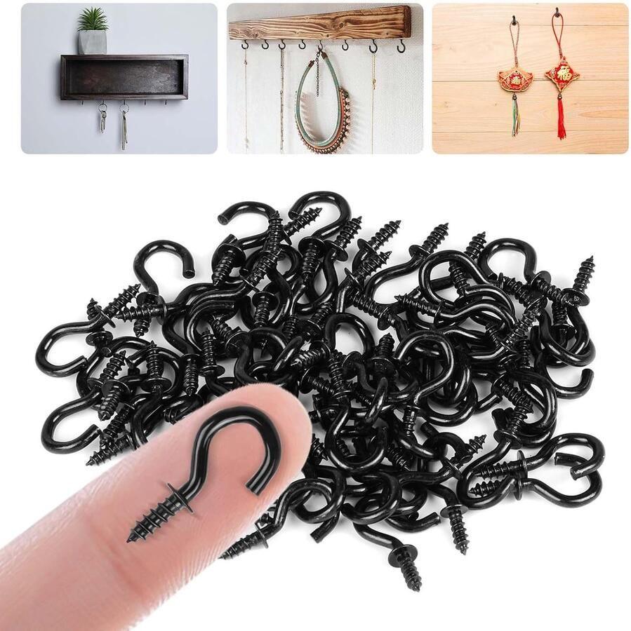 70 Stuks Kophaken Schroef 1 2 Inch Metalen Plafondhaken met PVC Plastic Vinyl Coating Schroefhaken voor Hangende Planten Kopjes Lampen Keukengerei