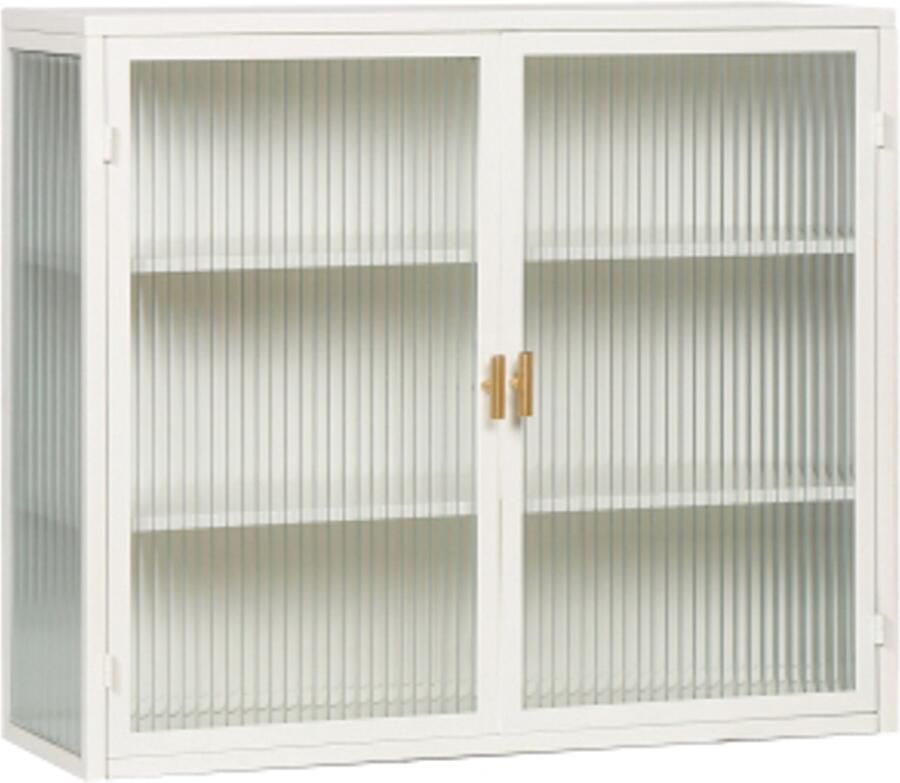 GOTAGEE 70CM Glazen deuren Wandkast met twee deuren en drie lagen opbergruimte voor entree woonkamer badkamer eetkamer wandkast wit