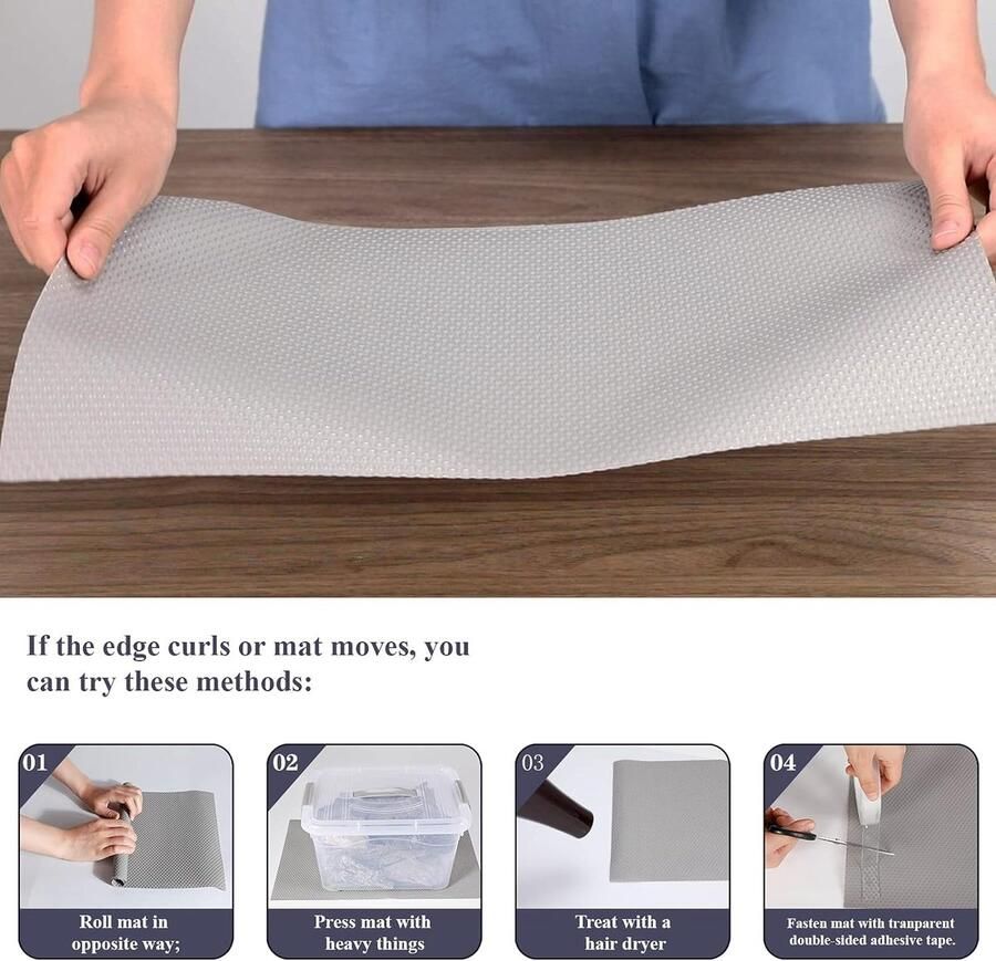 50cmx600cm Plankvoeringen Lijmvrij Keukenkast Lade Matten EVA Antislipmatten Waterdichte Wasbare Koelkast Matten Meubelbeschermer Plastic Bedekking (Lichtgrijs Punt)