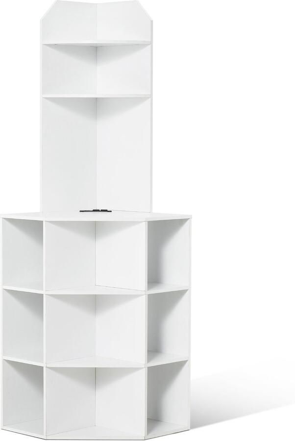 71.5 x 54 x 163.3 cm Vrijstaand Hoge Hoekkast Met 6 Niveaus Met Usb-Poorten En Stopcontacten En Verstelbare Planken Voor Woonkamer Keuken Wasruimte Wit