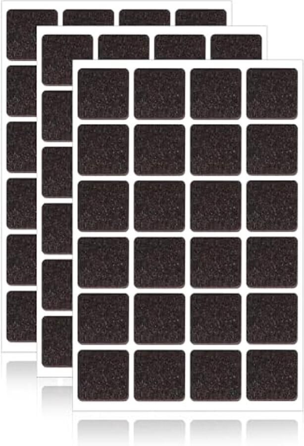 72 Felt Glides 22 mm Felt Caps Self Adhesive Brown 3 mm Thick Felt Caps for Chairs Furniture Glides Felt Pads Floor Protectors and Furniture Protector (Square and Round) Square