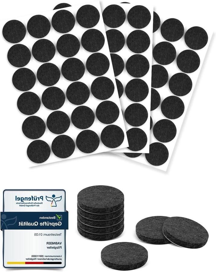 72 stuks viltglijders zwart zelfklevend vloerbescherming meubelglijders voor meubelpoten 20 mm diameter 5 mm dik set van 72 bescherming en glijcomfort