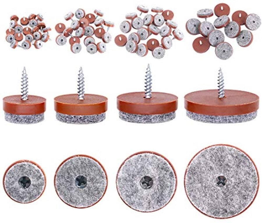 72 stuks antislip vilt pad voor meubels vloerbeschermer voor houten benen van stoelen tafels en krukken bruin