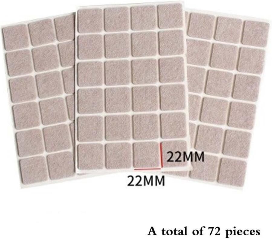 72 stuks zelfklevende viltmeubelbeschermers voor parket Vierkante stoelviltjes (2.2x2.2 cm) meubelglijders voor vloerbescherming en soepele verplaatsing kraswerend