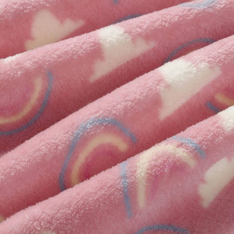 75 cm x 100 cm gezellig pluizig warm fleece babybeddeken voor unisex peuter kinderbed kinderwagen (koraalrode regenboog)