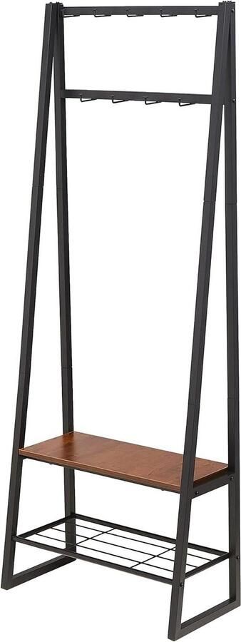 Coat rack with shoe bench and 2 levels storage 8 angles