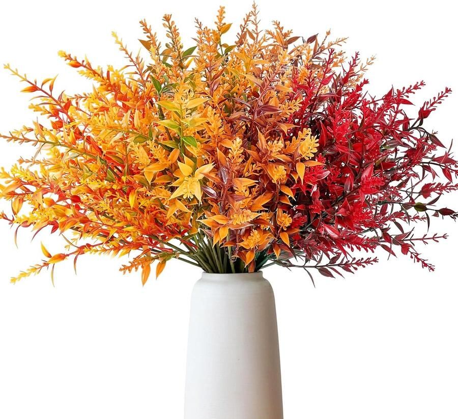 8 bundels kunstherfstbloemen kunstbloemen herfstdecoratie kunstbloemen herfst balkonplanten herfsttakken herfstdecoratie voor binnen en buiten tuin tafel geel