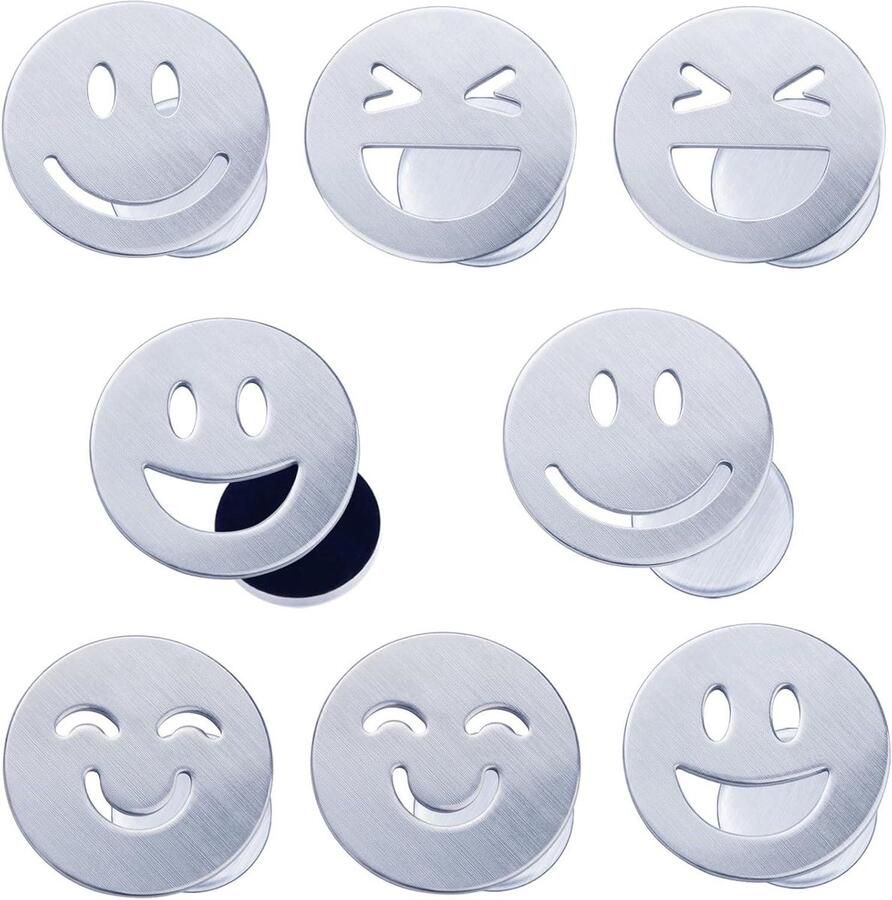 8-Delige Buitentafelkleed Gewichten van Roestvrij Staal met Lachgezicht Extra Zware Tafelkleed Gewichten voor Buiten Geschikt voor Gordijnen Douche Gordijnen en Whiteboards