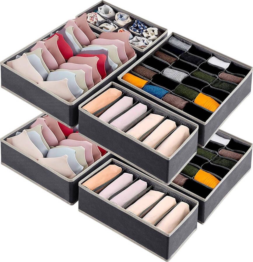 8-delige kastlade-organizer opvouwbare ondergoed-organizerlade geschikt voor het classificeren van sokken ondergoed bh's stropdassen (grijs)