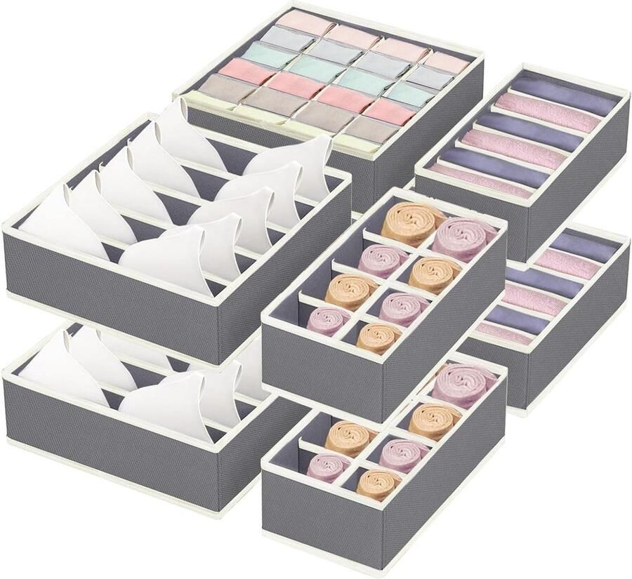 8-delige lade organizers 24 5 6 8 compartimenten Lade organizer voor ondergoed opvouwbare ladekast opbergsysteem voor kleding bh's sokken en stropdassen