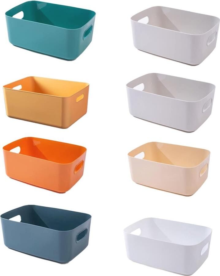 8-delige Plastic Opbergdozen in Meerdere Kleuren Organiseer Keuken Kast Bureau en Badkamer