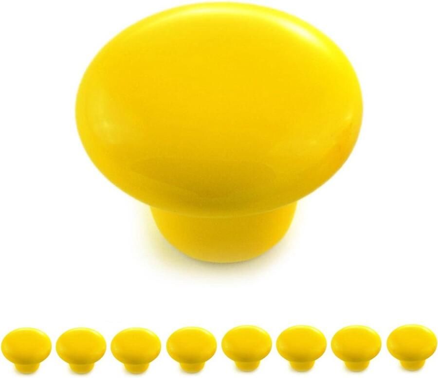 8-delige set van porseleinen keramieken meubelknoppen in de kleur geel deurknop kastgreep voor meubels in vintage shabby landhuisstijl