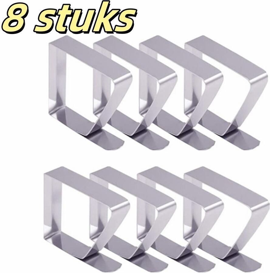 Tafelkleedklemmen 8-pack tafelkleedhouders Home Tafelkleedklemmen Antislip roestvrijstalen clips RVS tafelklemmen Tafelkleedklemmen Zilver (4 3 cm x 5 cm)