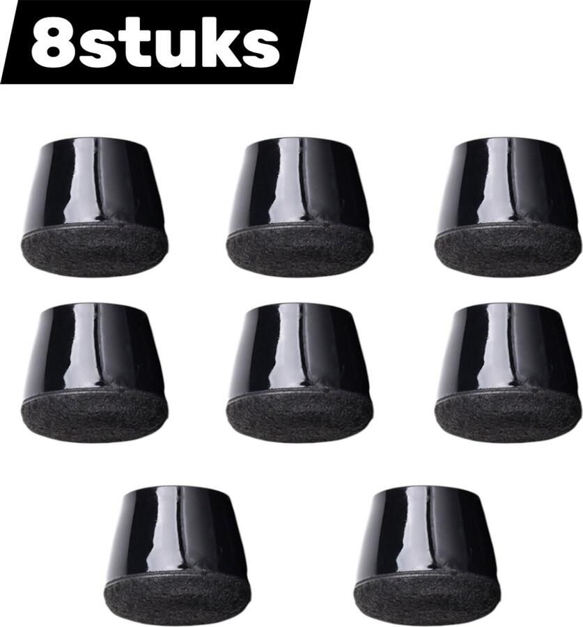 8-delige vilten siliconen tafel- en stoelpoothoezen Home Quiet Stool Sofa Leg Pads Slijtvaste antislip meubelpoothoezen Dikke zwarte middelgrote maat