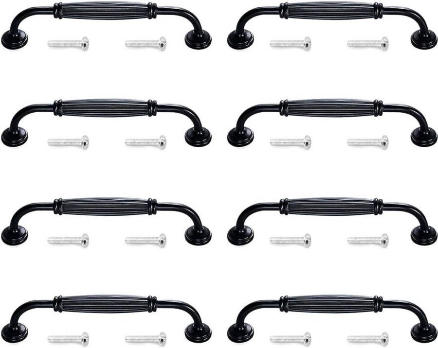 8-Delige Zwarte Ladehandgreep Zwarte Meubelgreep Aluminium Kastgrepen Kast Handgrepen Boorgatafstand 96 Mm Voor Keukengrepen Van Lades Meubels Kasten Met Schroeven