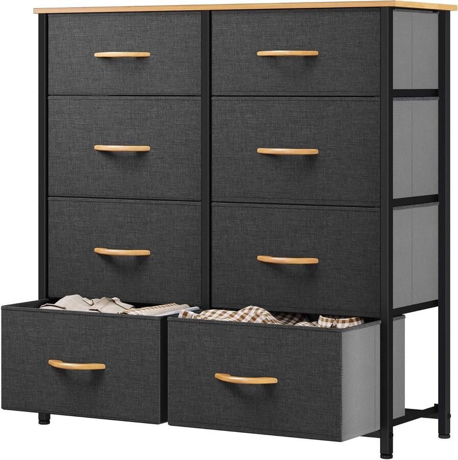 8-Drawer Fabric Storage Cabinet for Bedroom Living Room Closet with Sturdy Steel Frame Easy Pull Fabric Bins and Wooden Top